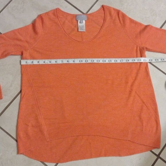 Pure Superfine Cashmere sweater orange scoop neck soft 10 - Picture 4 of 6